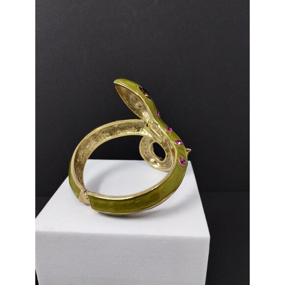 Betsey Johnson Snake Bangle Bracelet Jungle Book Green & Pink Coil Wrap Serpent - Picture 5 of 9